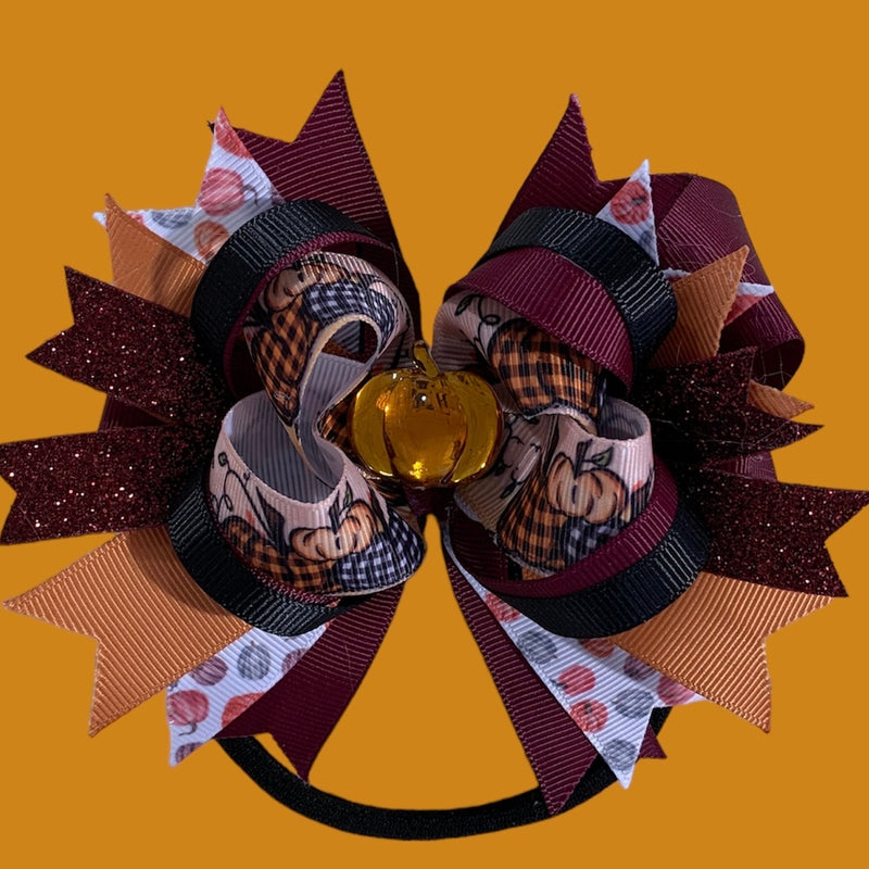 Maroon Pumpkin Bow Headband