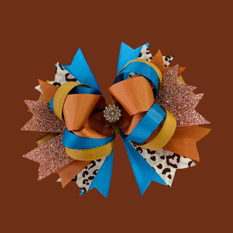 Brown & Turquoise Bow
