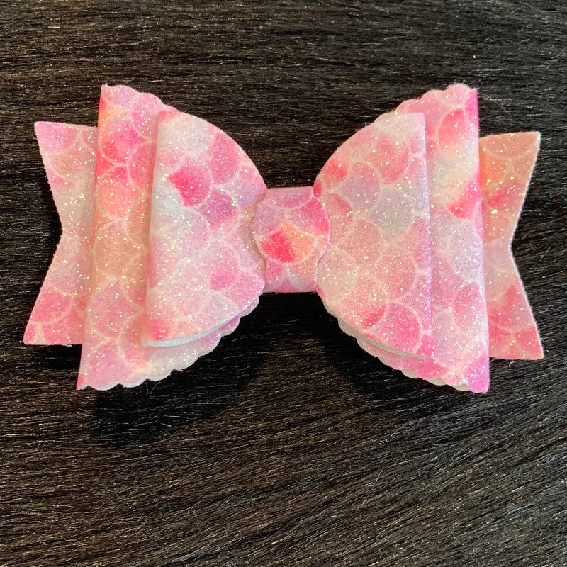 Pink Mermaid Glitter Bow