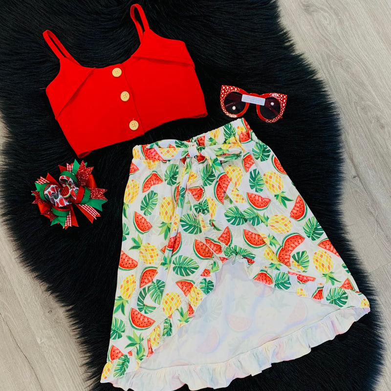 Watermelon Wrap Skirt and Top