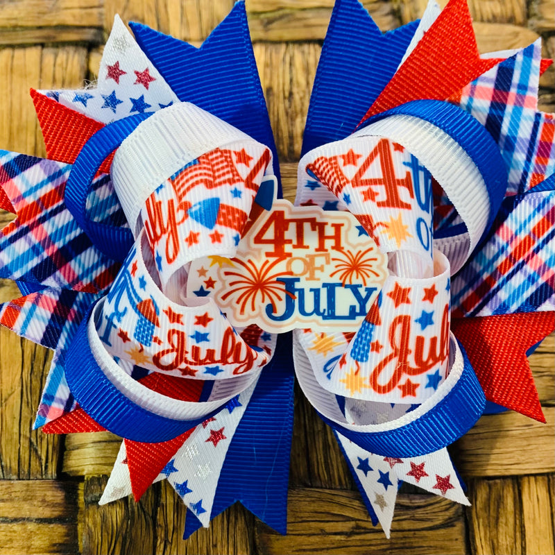 Rocket 4th July Layered Bow