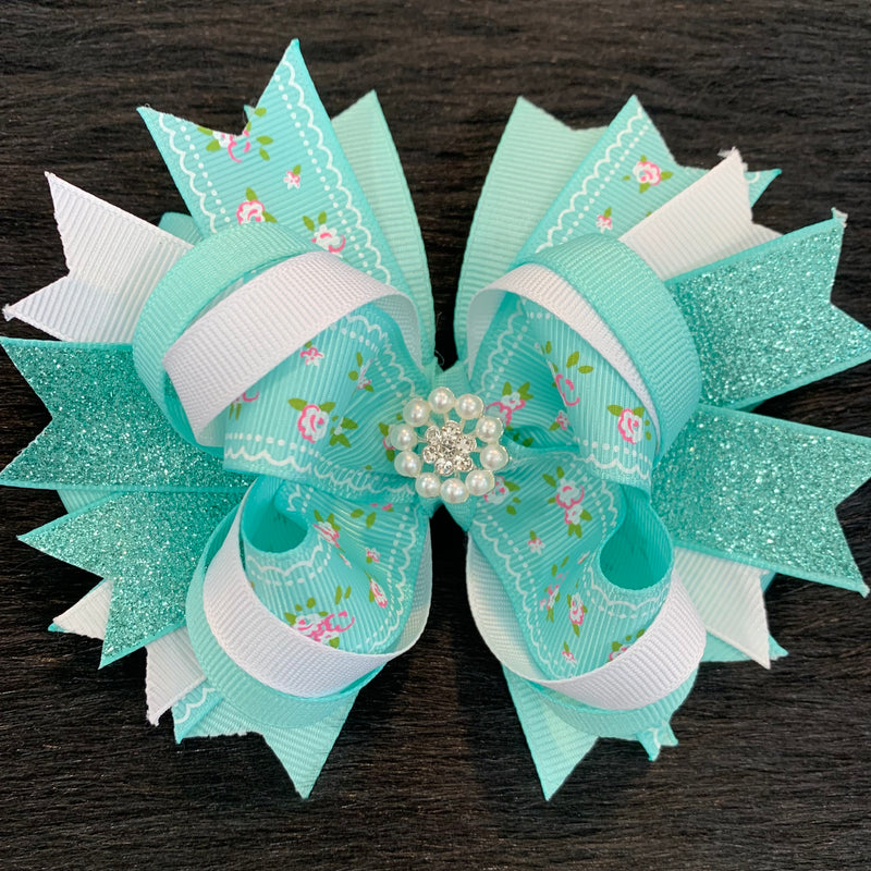 Spring Turquoise Layered Bow