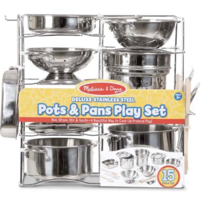 Deluxe Stainless Steel Pots & Pans Play Set