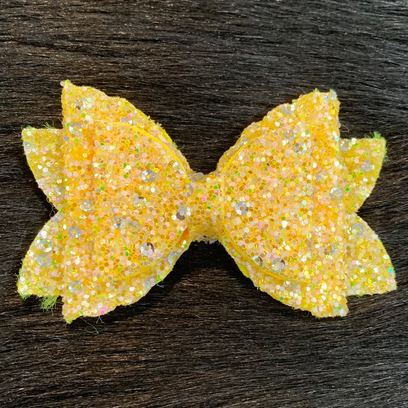 Yellow Glitter Bow