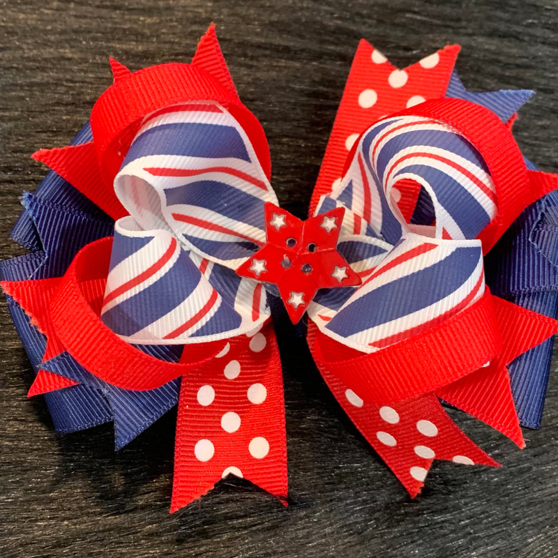 Red, White, Blue Star Layered Bow