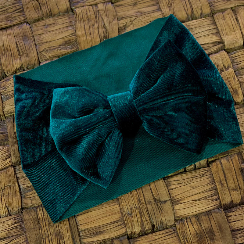 Emerald Velvet Bow Headwrap