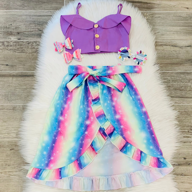 Tie Dye Pastel Wrap Skirt and Top