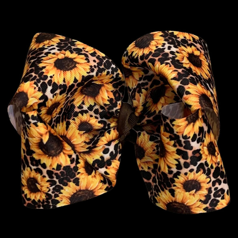 Sunflower and Leopard Large Bow