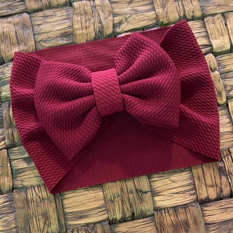 Burgundy Waffle Bow Headwrap