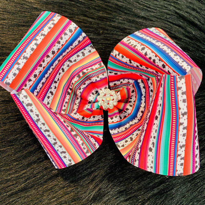 Serape and Cow Bow with Rhinestone