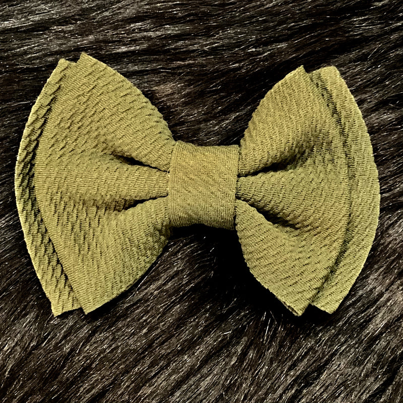 Olive Waffle Hair Bow