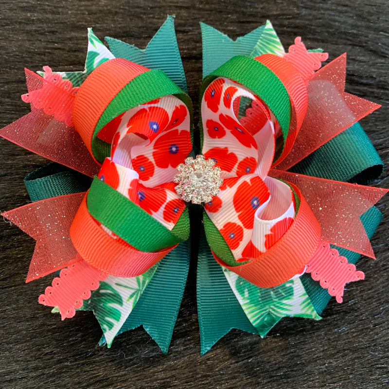 Poppy Floral Layered Bow