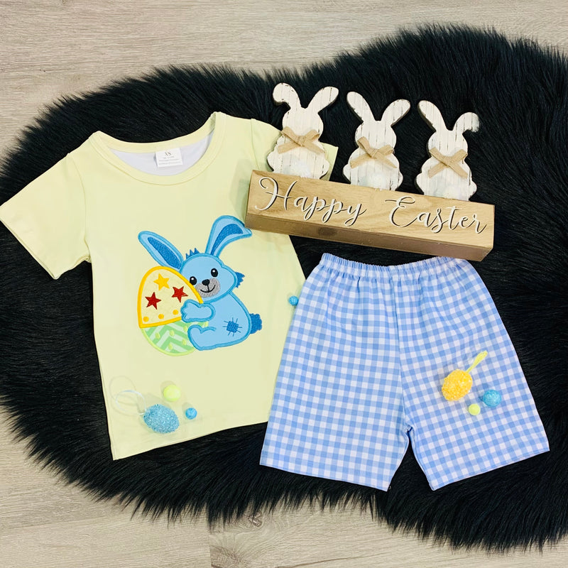 Yellow & Blue Bunny Shorts Set
