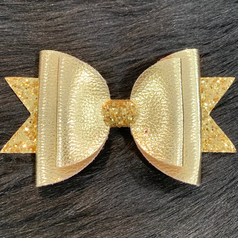 Gold Glitter Hair Bow