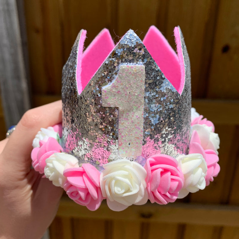 Birthday Crown 1 Silver and Pink