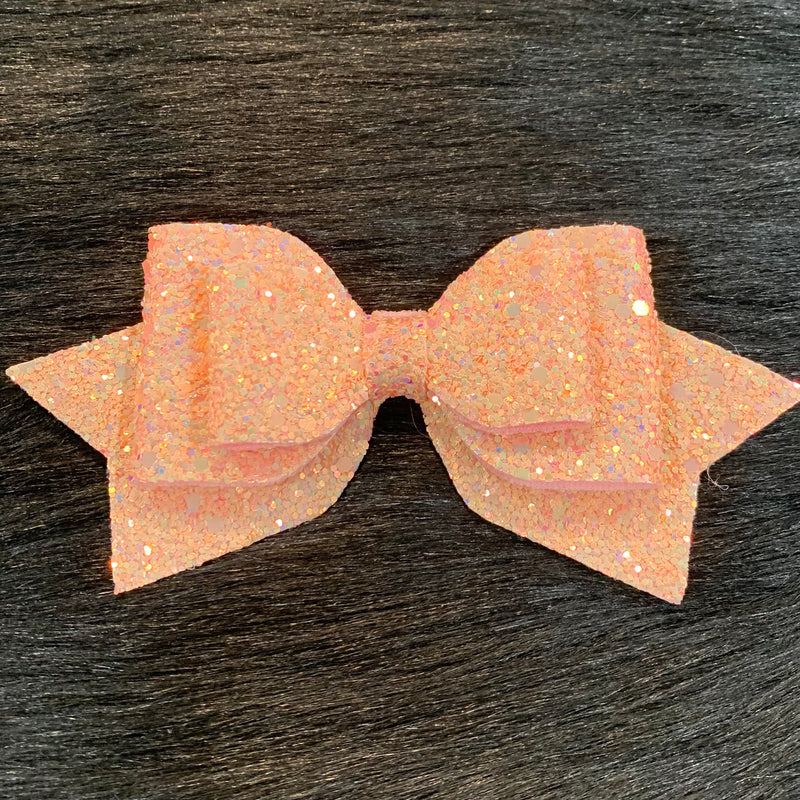 Peach Glitter Bow 5"