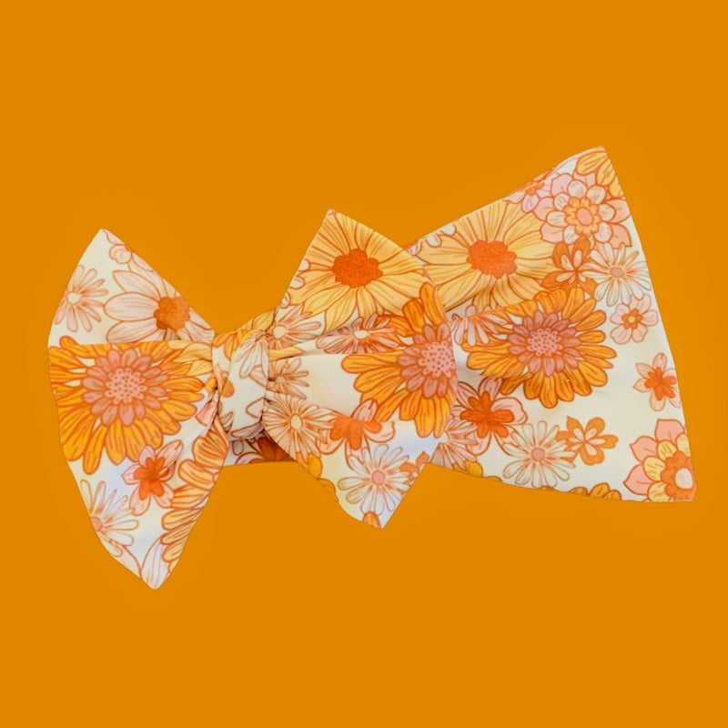 Mustard Fall Floral Bow Headwrap