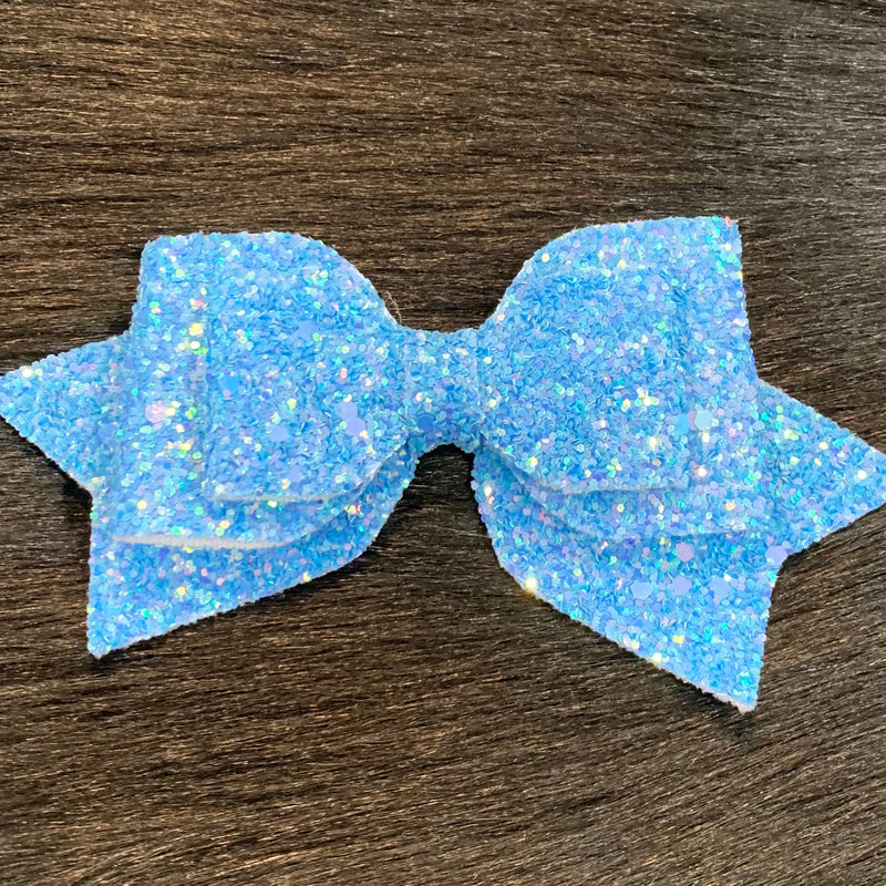 Blue Glitter Bow 5"
