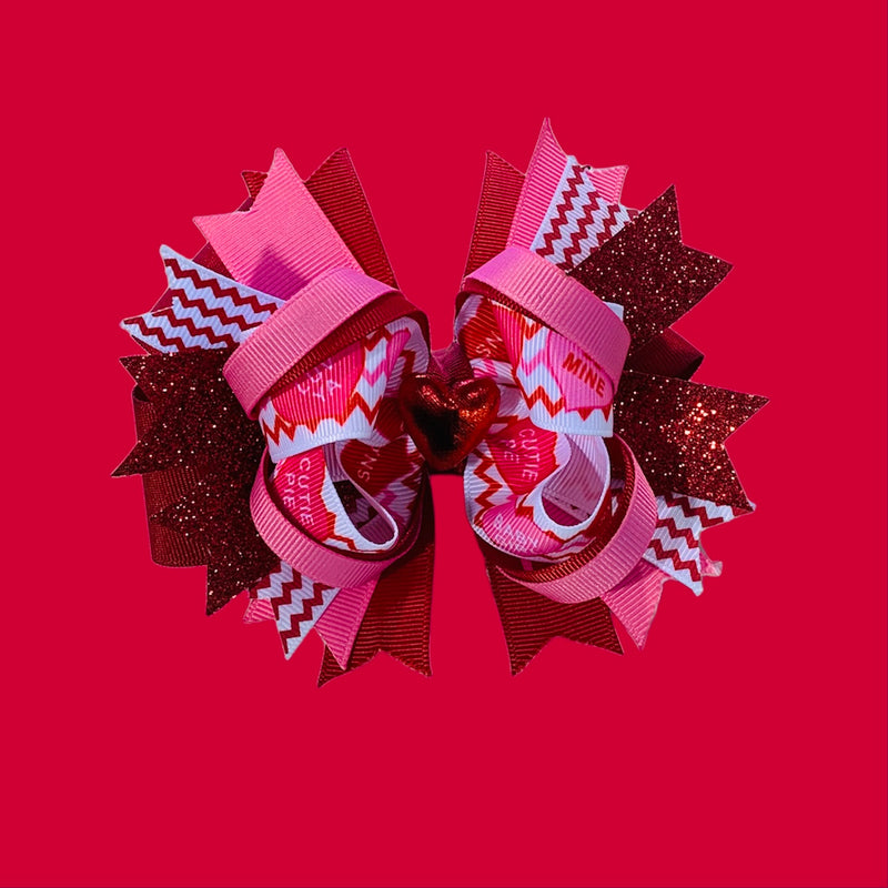 Red and Pink Heart Bow